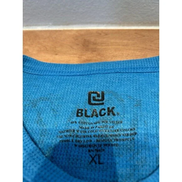 CJ Black Thermal Shirt Mens Waffle Knit Y2K Jnco Affliction Long Sleeve Size XL - Picture 3 of 6